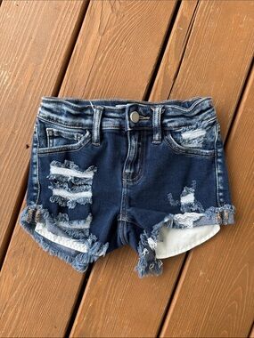 KanCan Girls Dark Blue Distressed Denim Shorts